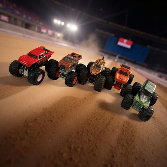 HW Slinger, El Toro Loco, Brutis, Tiger Shark & Grave Digger Monster Trucks - Picture 1 of 16